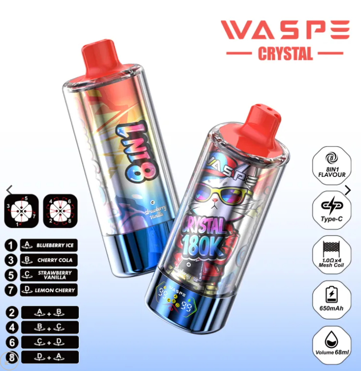 WASPE Crystal 180K | Διακόπτης γεύσης 8 σε 1, 180000K TZOURES, οθόνη LED,