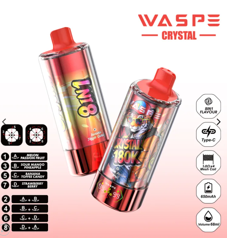 WASPE Crystal 180K | Διακόπτης γεύσης 8 σε 1, 180000K TZOURES, οθόνη LED,