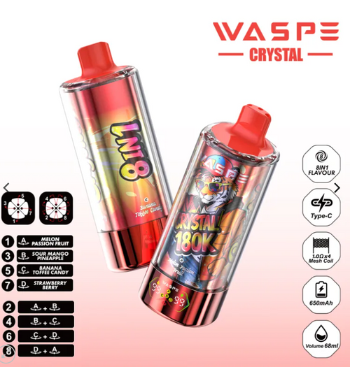 WASPE Crystal 180K | Διακόπτης γεύσης 8 σε 1, 180000K TZOURES, οθόνη LED,