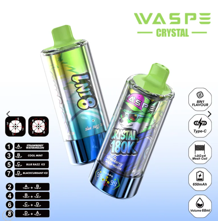 WASPE Crystal 180K | Διακόπτης γεύσης 8 σε 1, 180000K TZOURES, οθόνη LED,