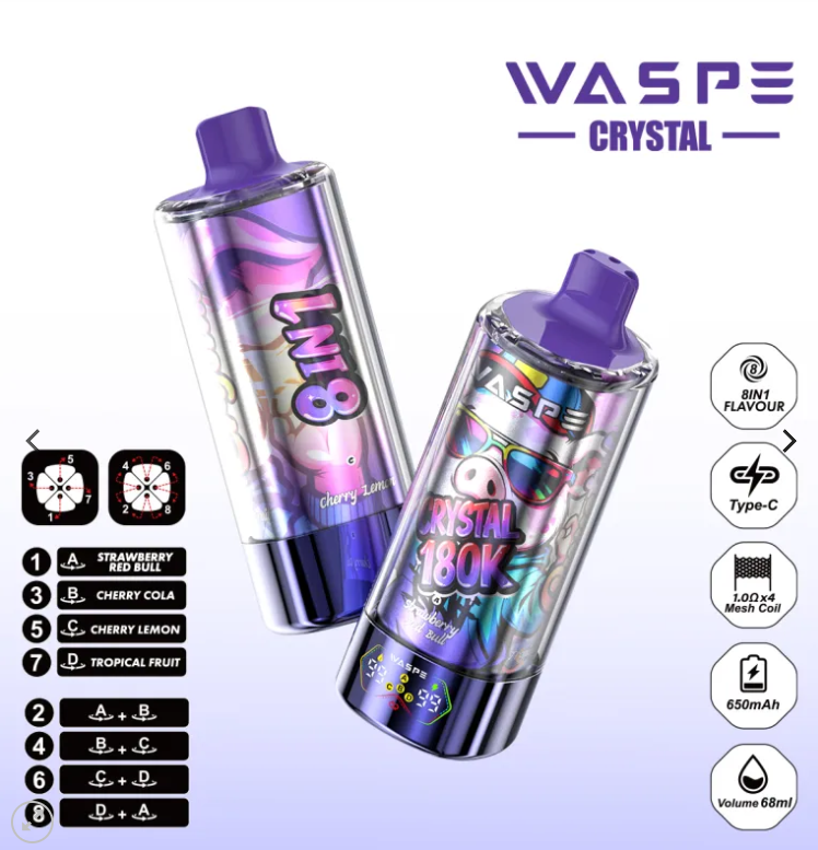 WASPE Crystal 180K | Διακόπτης γεύσης 8 σε 1, 180000K TZOURES, οθόνη LED,